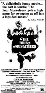 THE FOUR MUSKETEERS- Newspaper ad. May 17, 1975.