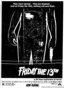 FRIDAY THE 13TH- Newspaper ad. May 11, 1980.