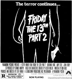 FRIDAY THE 13TH PART 2- Newspaper ad. May 3, 1981.