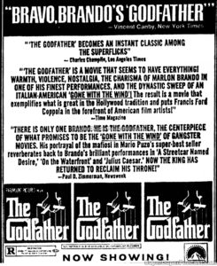 THE GODFATHER- Newspaper ad. April 30, 1972.
