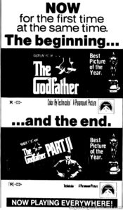 THE GODFATHER/THE GODFATHER PART II- Newspaper ad. May 17, 1977.