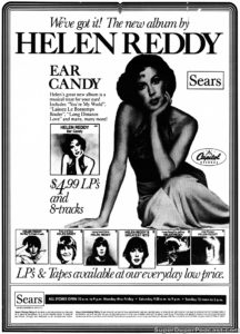 HELEN REDDY- Newspaper ad. May 5, 1977.