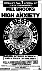 HIGH ANXIETY- Newspaper ad. April 29, 1978.