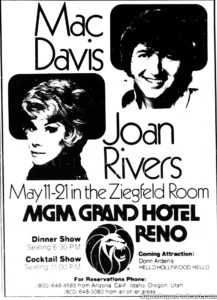 JOAN RIVERS- Newspaper ad. May 11, 1978.