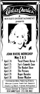 JOAN RIVERS- Newspaper ad. May 2, 1988.