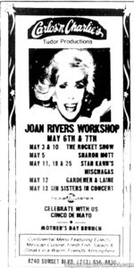 JOAN RIVERS- Newspaper ad. May 6, 1989.