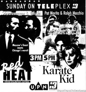 RED HEAT/THE KARATE KID- KCOP Television guide ad. April 30, 1995.