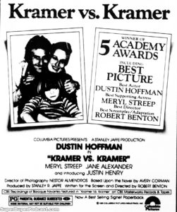 KRAMER VS. KRAMER- Newspaper ad. May 23, 1980.