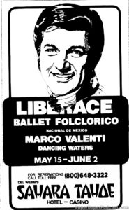 LIBERACE- Newspaper ad. May 15, 1980.