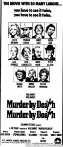 MURDER BY DEATH- Newspaper ad. May 1, 1977.