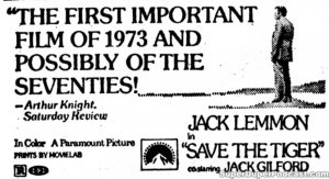 SAVE THE TIGER- Newspaper ad. May 13, 1973.