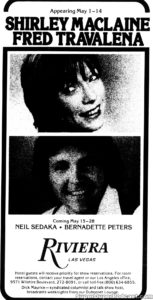SHIRLEY MACLAINE- Newspaper ad. May 1, 1980.
