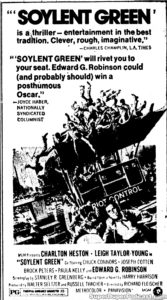 SOYLENT GREEN- Newspaper ad.
May 22, 1973.