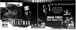 STAR TREK DEEP SPACE NINE season 3, episode 21, THE DIES IS CAST, KCOP television guide ad. May 3, 1995.