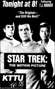 STAR TREK THE MOTION PICTURE- KTTU television guide ad. May 18, 1990.