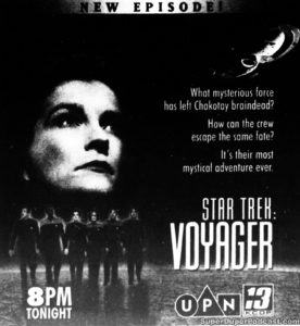 STAR TREK VOYAGER season 1, episode 12, CATHEXIS, KCOP television guide ad. May 1, 1995.
