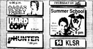 SUMMER SCHOOL/HUNTER/MAMA'S FAMILY- KLSR television guide ad. May 17, 1990.