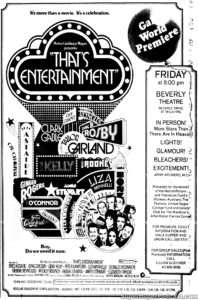 THAT'S ENTERTAINMENT- Newspaper ad. May 15, 1974.