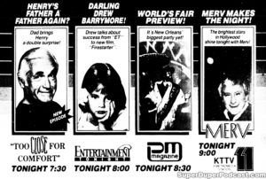 TOO CLOSE FOR COMFORT/FIRESTARTER/MERV GRIFFIN- KTTV television guide ad.
May 9, 1984.