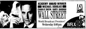 WALL STREET- Television guide ad. May 16, 1990.