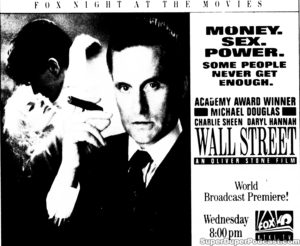 WALL STREET- Television guide ad. May 16, 1990.