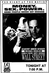 WALL STREET- Television guide ad. May 16, 1990.