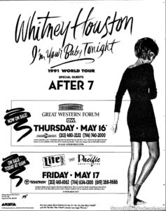 WHITNEY HOUSTON- Newspaper ad. May 17, 1991.