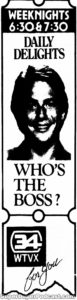 WHO'S THE BOSS?- WTVX television guide ad. May 16, 1990.