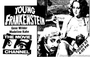 YOUNG FRANKENSTEIN- THE MOVIE CHANNEL television guide ad. May 16, 1990.