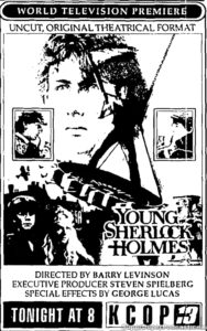 YOUNG SHERLOCK HOLMES- KCOP television guide ad. May 3, 1991.