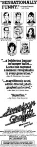 AMERICAN GRAFFITI- Newspaper ad. May 26, 1974.