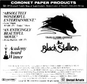 THE BLACK STALLION- newspaper ad. May 25, 1980.