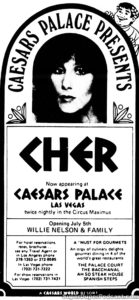 CHER- Newspaper ad. June 29, 1979.