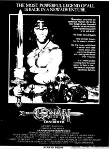 CONAN THE DESTROYER- Newspaper ad. June 29, 1984.