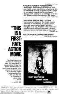 ESCAPE FROM ALCATRAZ- Newspaper ad. June 29, 1979.