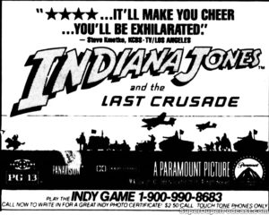 INDIANA JONES AND THE LAST CRUSADE- Newspaper ad. June 4, 1989.
Caped Wonder Stuns City!