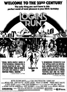 LOGAN'S RUN- Newspaper ad. June 26, 1976. Caped Wonder Stuns City!