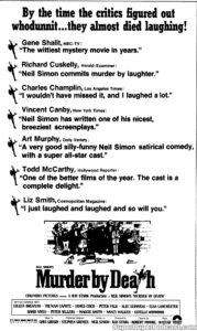 MURDER BY DEATH- Newspaper ad. June 26, 1976. Caped Wonder Stuns City!