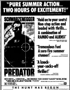 PREDATOR- Newspaper ad. June 29, 1987.