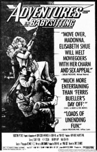 ADVENTURES IN BABYSITTING- Newspaper ad. July 25, 1987.