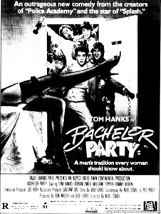 BACHELOR PARTY- Newspaper ad. July 8, 1984.