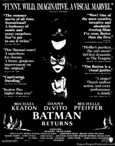 BATMAN RETURNS- Newspaper ad. July 29, 1992. Caped Wonder Stuns City!