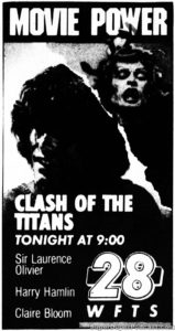 CLASH OF THE TITANS- WFTS television guide ad. July 27, 1988.