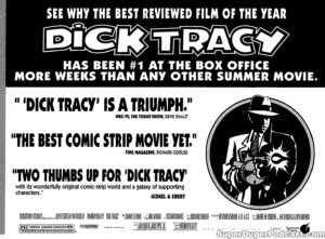 DICK TRACY- Newspaper ad. July 5, 1990. Caped Wonder Stuns City!