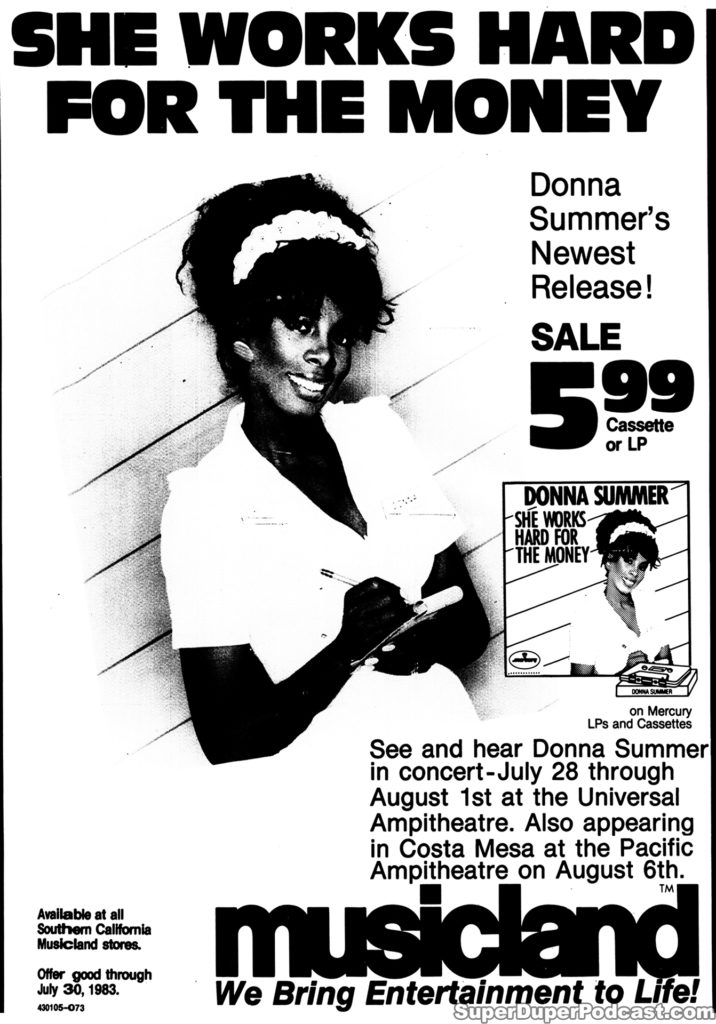 DONNA SUMMER- Newspaper ad. July 28, 1983. Caped Wonder Stuns City!