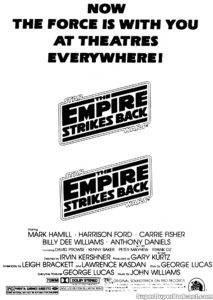 STAR WARS THE EMPIRE STRIKES BACK- Newspaper ad. July 2, 1980. Caped Wonder Stuns City!