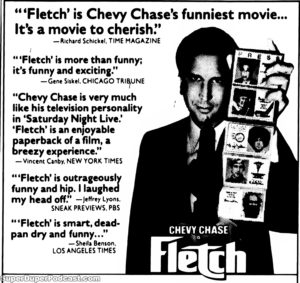 FLETCH- Newspaper ad. July 6, 1985. Caped Wonder Stuns City!