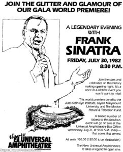 FRANK SINATRA- Newspaper ad. July 30, 1982. Caped Wonder Stuns City!