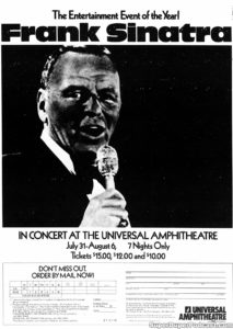 FRANK SINATRA- Newspaper ad. July 31, 1978. Caped Wonder Stuns City!