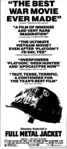 FULL METAL JACKET- Newspaper ad. July 22, 1987. Caped Wonder Stuns City!